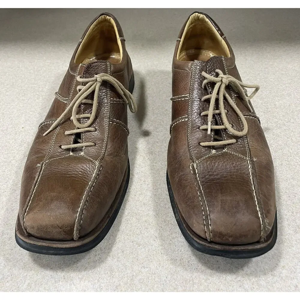 SANDRO Men's Casual Oxfords Size 11 D Brown Leather Comfort Gel-Made in Brazil